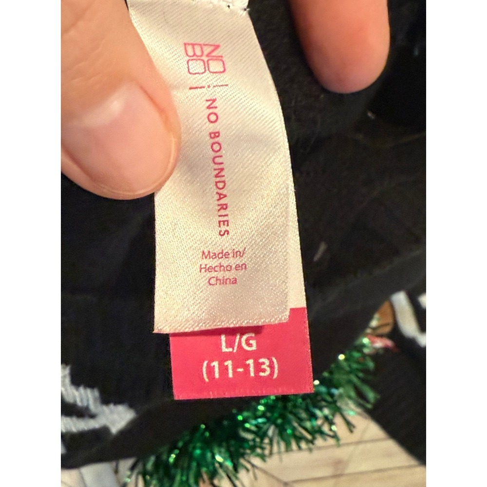 No Boundaries Kids BAAAH HUMBUG Ugly‎ Christmas Sweater L 11-13 Black Holiday - Picture 6 of 8
